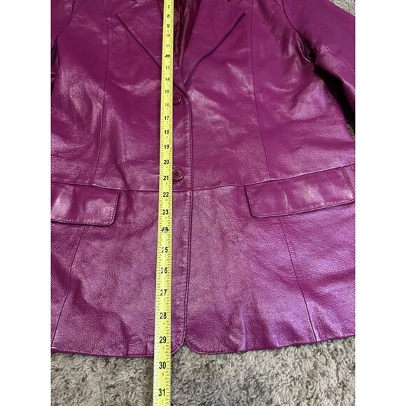 CHADWICKS Fuchsia Leather Jacket Blazer 2-Button Preppy Classic Academia 14 - Picture 10 of 11